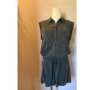 Lou & Grey Short Romper Modal Green Button down Sleeveless Size Small